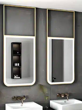 Lumen Half Rectangular LED Metal Mirror - Anodized & Waterproof - Bathroom Mirror | LightMirror.in