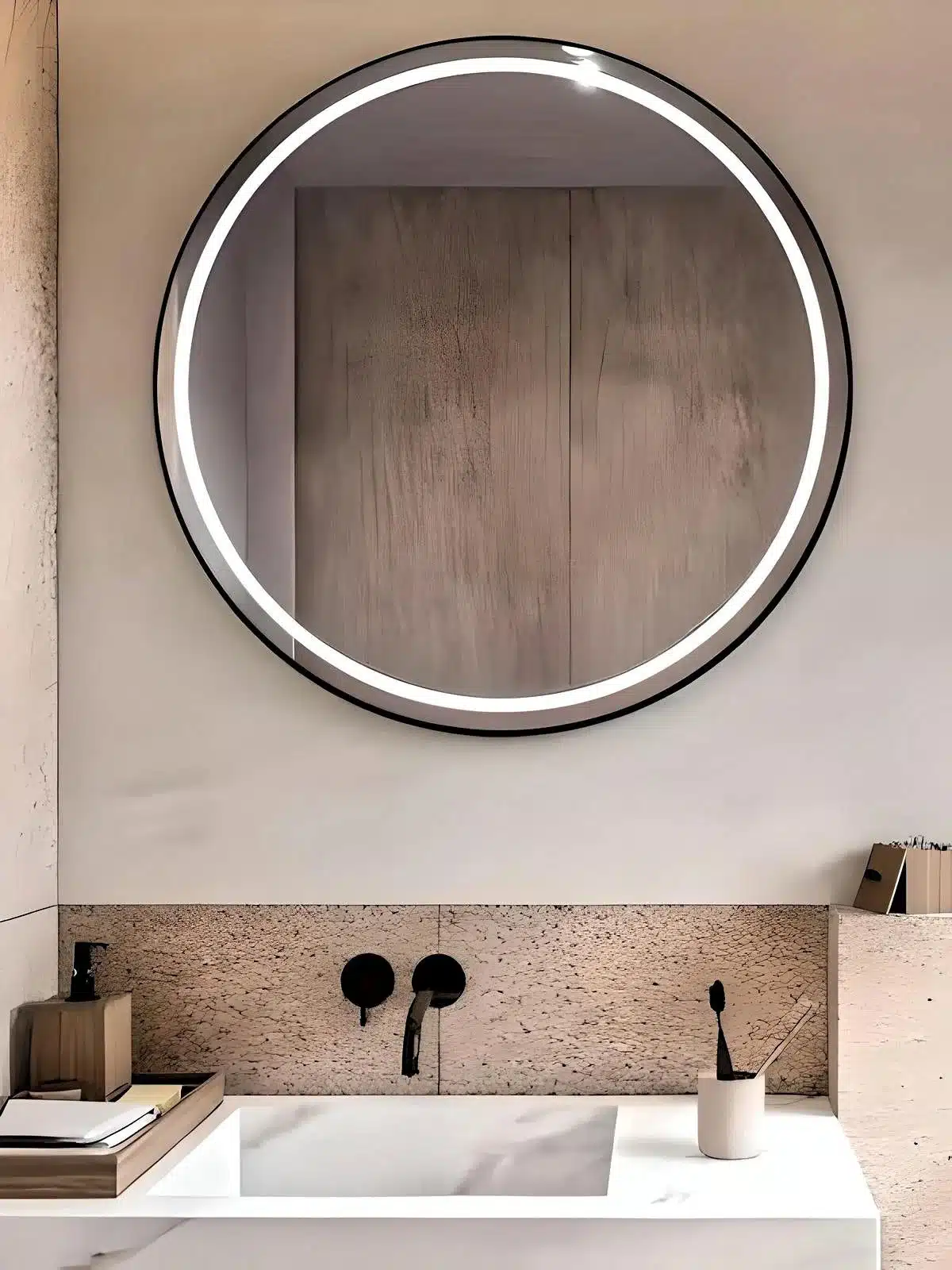 Round frame led mirror.