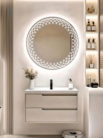 Stylish LED Round Mirror - Illuminated Bathroom & Living Room Wall Mirror