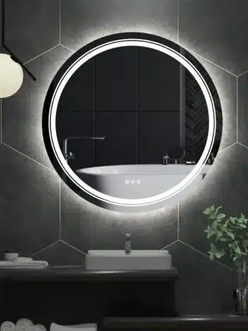 Extra Large Round LED Bathroom Mirror with Anti-Fog, Dimmable Lights, and Touch Sensor
