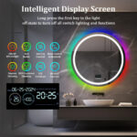 Round Smart RGB LED Bathroom Mirror with Bluetooth Speaker, Anti-Fog, and Dimmable L
