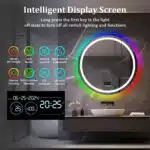 Round Smart RGB LED Bathroom Mirror with Bluetooth Speaker, Anti-Fog, and Dimmable L