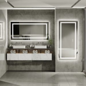Infinity mirror with LED edge effect glowing