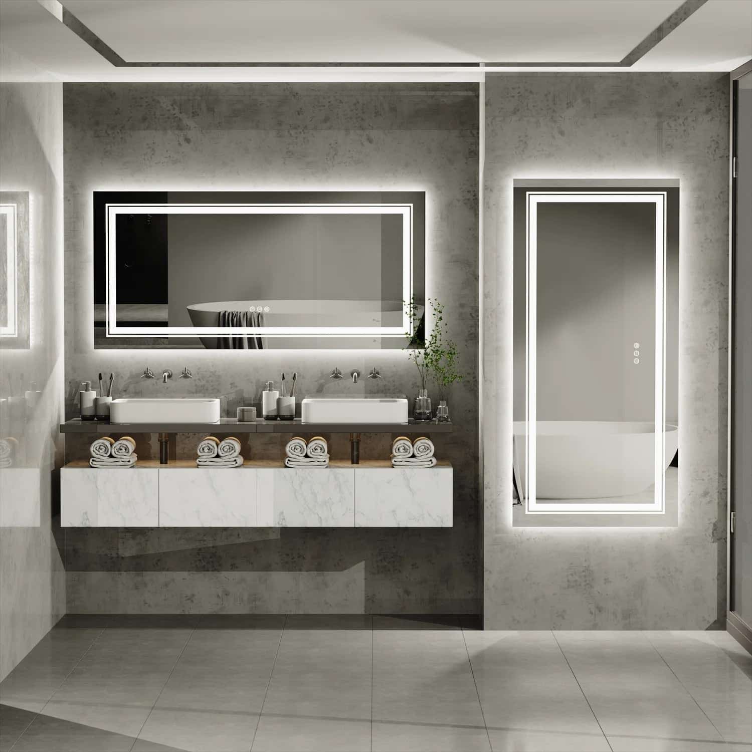 Infinity mirror with LED edge effect glowing