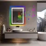 Rectangle Smart RGB LED Bathroom Mirror with Bluetooth Speaker, Anti-Fog, and Dimmable Lighting