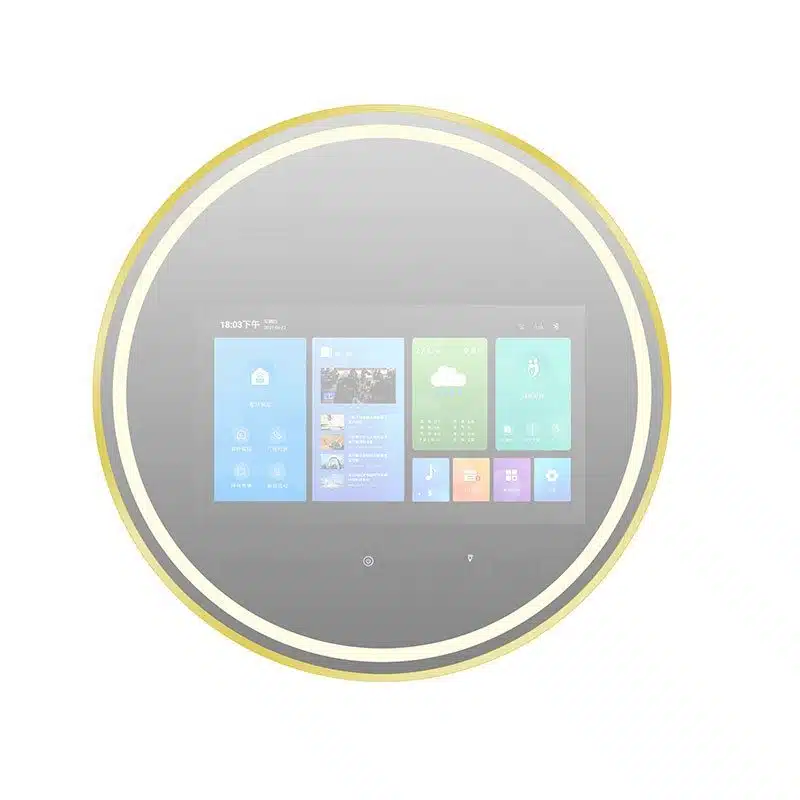 Round Smart Android TV LED Mirror with Touch & Remote – Luxury Bathroom Tech