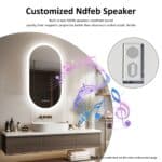 Modern Oval LED Bathroom Mirror with Bluetooth Speaker, Anti-Fog, and Touch-Sensor Lighting