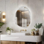 Irregular LED Bathroom Mirror with Touch Sensor, Anti-Fog, and Backlit Lighting