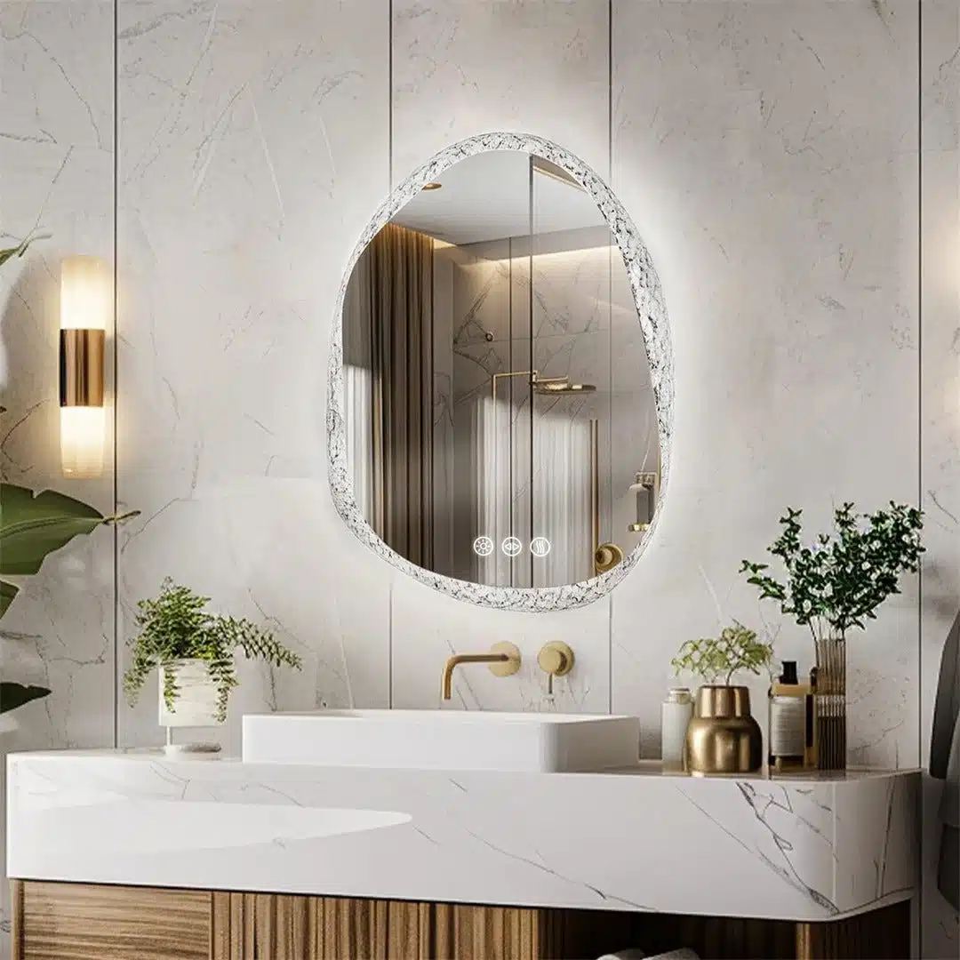 Irregular LED Bathroom Mirror with Touch Sensor, Anti-Fog, and Backlit Lighting - Bluetooth Mirrors | LightMirror.in