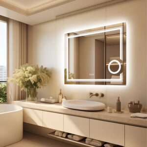 LED mirror defoggers working to prevent fog in humid climates