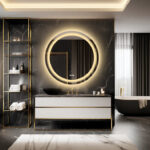Frameless LED Bathroom Mirror with Dual Lighting, Anti-Fog, and Touch Controls – Modern Round Design