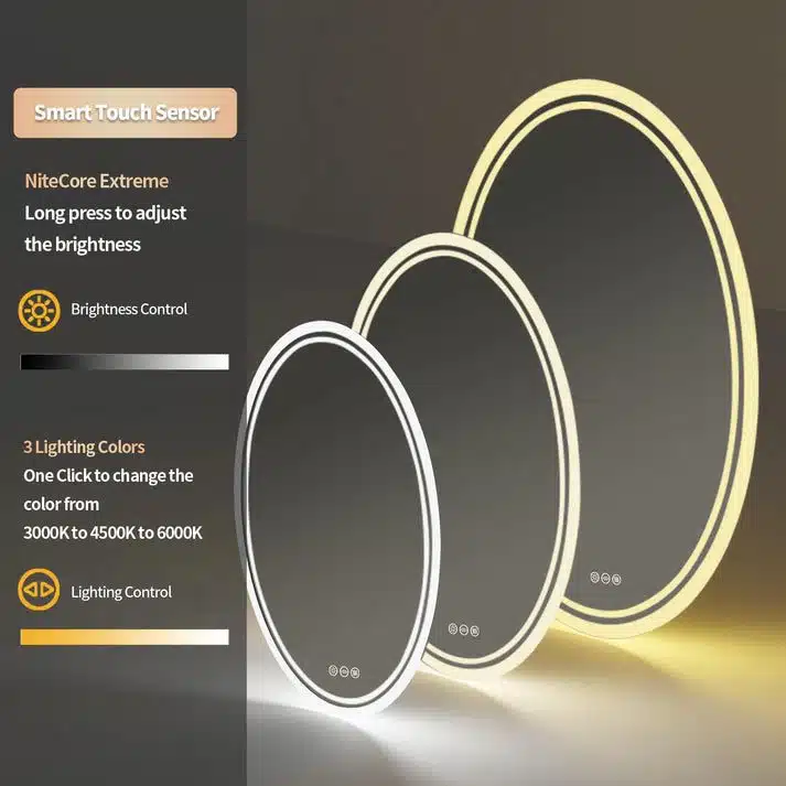 LuxeView LED Oval Bathroom Mirror – Dual Illumination, Anti-Fog, and Dimmable Lighting - Uncategorized | LightMirror.in