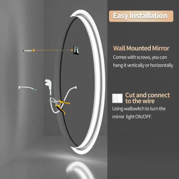 LuminaSphere LED Circle Bathroom Mirror – Anti-Fog, Dimmable, and Touch Controls - Round Shape LED Mirror | LightMirror.in