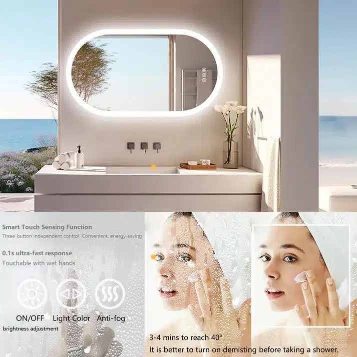 Arched Illumina LED Bathroom Mirror – Oval Design, Anti-Fog, and Adjustable Lighting - Uncategorized | LightMirror.in