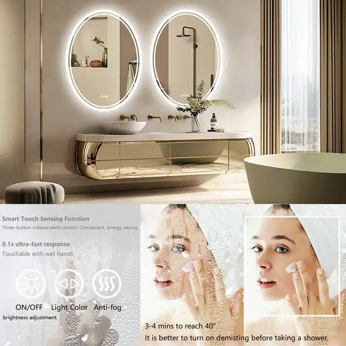 LuxeView LED Oval Bathroom Mirror – Dual Illumination, Anti-Fog, and Dimmable Lighting - Uncategorized | LightMirror.in