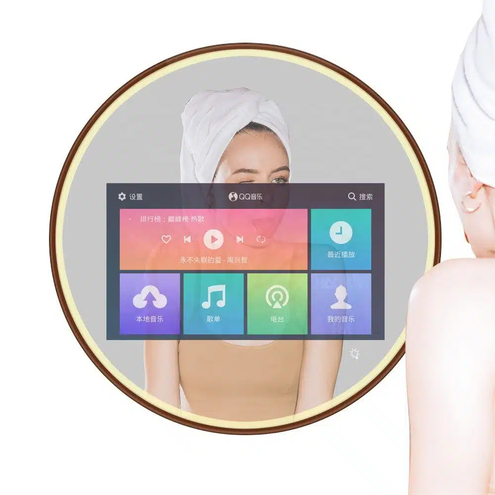 Round Smart Android TV LED Mirror with Touch & Remote – Luxury Bathroom Techvvvvvvv