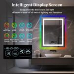 Rectangle Smart RGB LED Bathroom Mirror with Bluetooth Speaker, Anti-Fog, and Dimmable Lighting