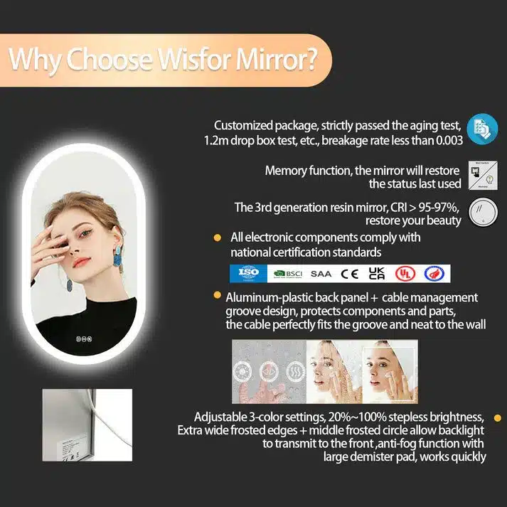 Arched Illumina LED Bathroom Mirror – Oval Design, Anti-Fog, and Adjustable Lighting - Uncategorized | LightMirror.in