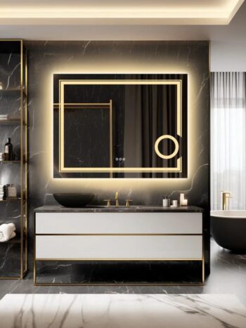 Frameless LED Bathroom Mirror with 3X Magnification, Anti-Fog, and Dual Lighting – Modern Makeup & Shaving Mirror - Bluetooth