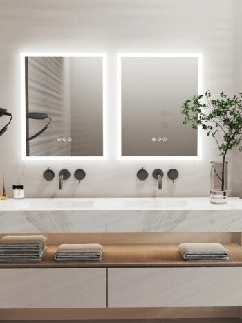 20x30 Inch Rectangular LED Bathroom Mirror – Anti-Fog, Dimmable, and Touch Controls
