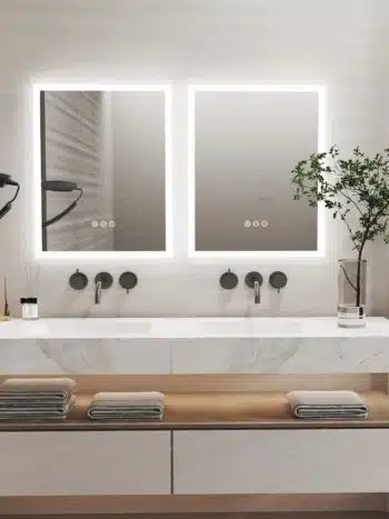 20x30 Inch Rectangular LED Bathroom Mirror – Anti-Fog, Dimmable, and Touch Controls