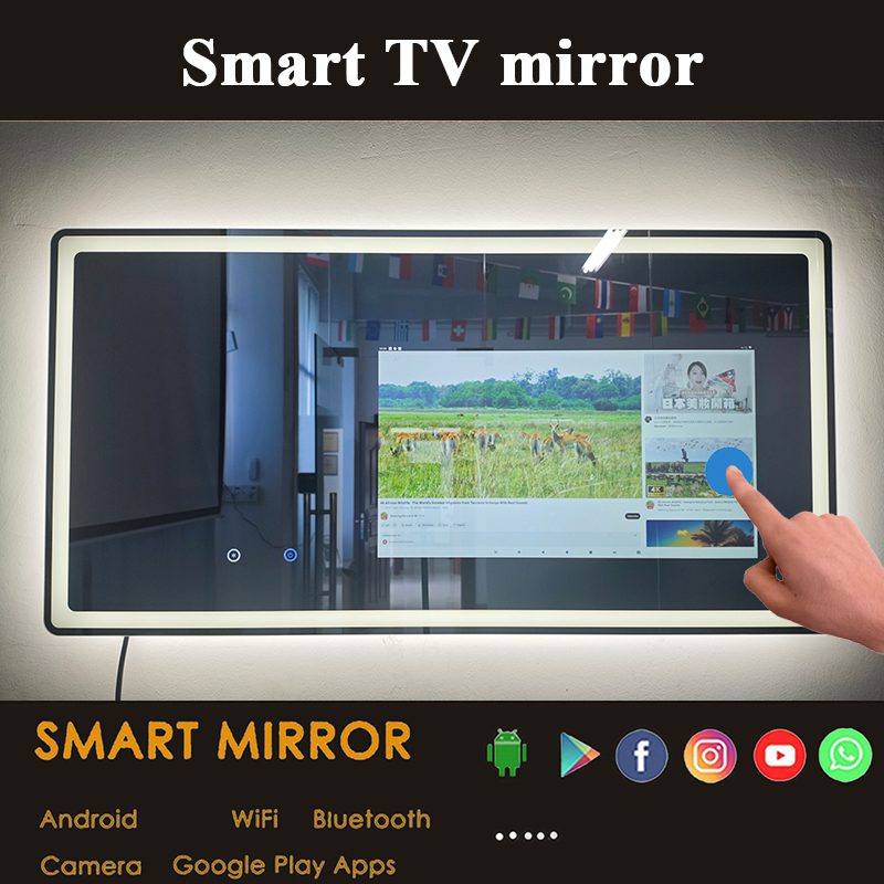 Luxury Android TV LED Mirror with Remote – Smart Bathroom Mirror