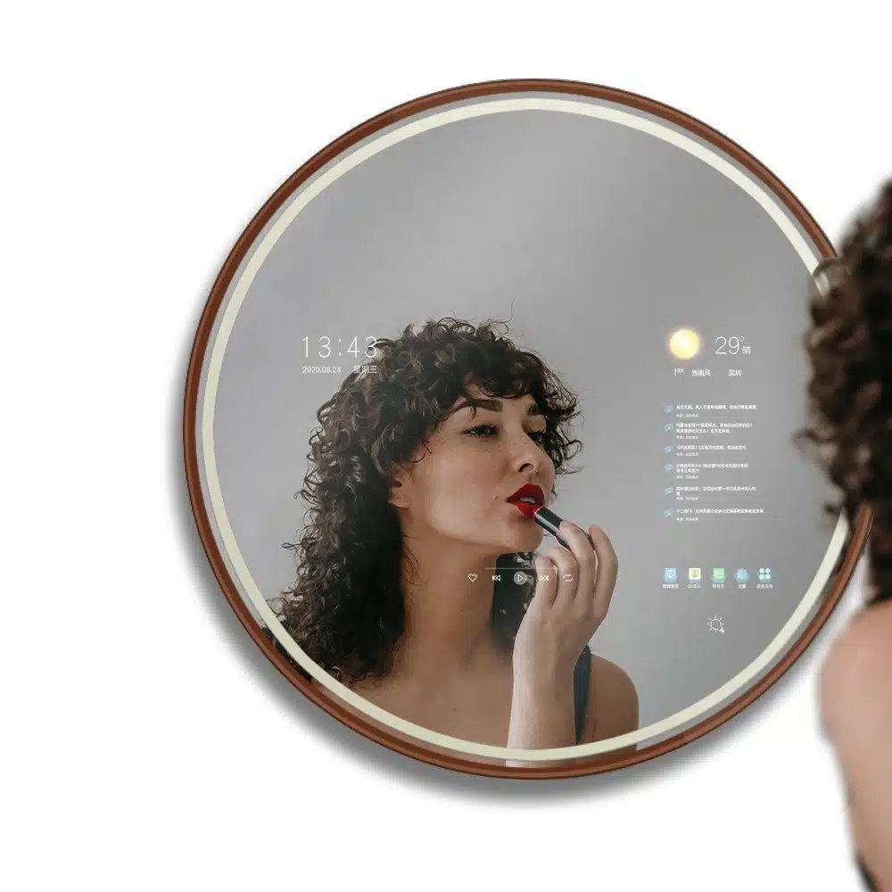 Round Smart Android TV LED Mirror with Touch & Remote – Luxury Bathroom Tech