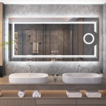 Frameless LED Bathroom Mirror with 3X Magnification, Anti-Fog, and Dual Lighting – Modern Makeup & Shaving Mirror