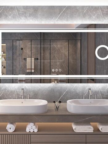 Frameless LED Bathroom Mirror with 3X Magnification, Anti-Fog, and Dual Lighting – Modern Makeup & Shaving Mirror