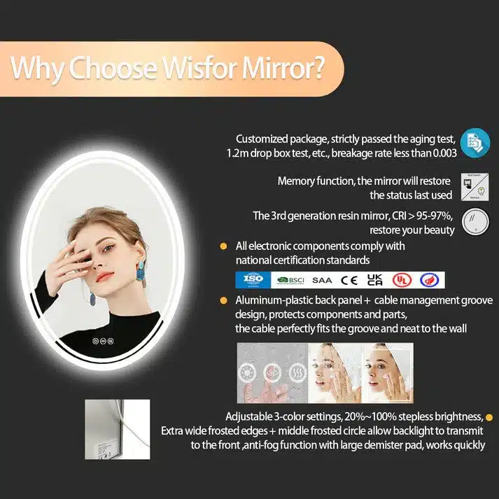 LuxeView LED Oval Bathroom Mirror – Dual Illumination, Anti-Fog, and Dimmable Lighting - Uncategorized | LightMirror.in