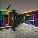 Luminous Spectrum LED Vanity Mirror – RGB Backlit, Anti-Fog, and Dimmable Lighting