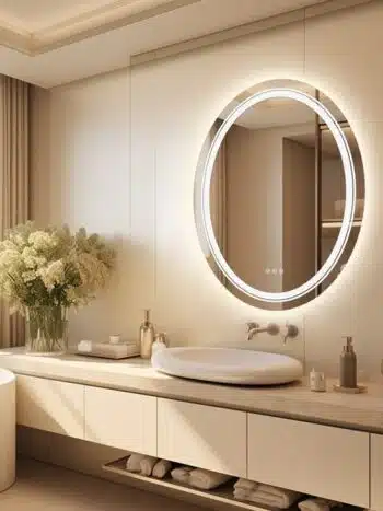 Luxe Dual-Glow LED Bathroom Mirror – Anti-Fog, Dimmable, Double Circle Design - Uncategorized | LightMirror.in