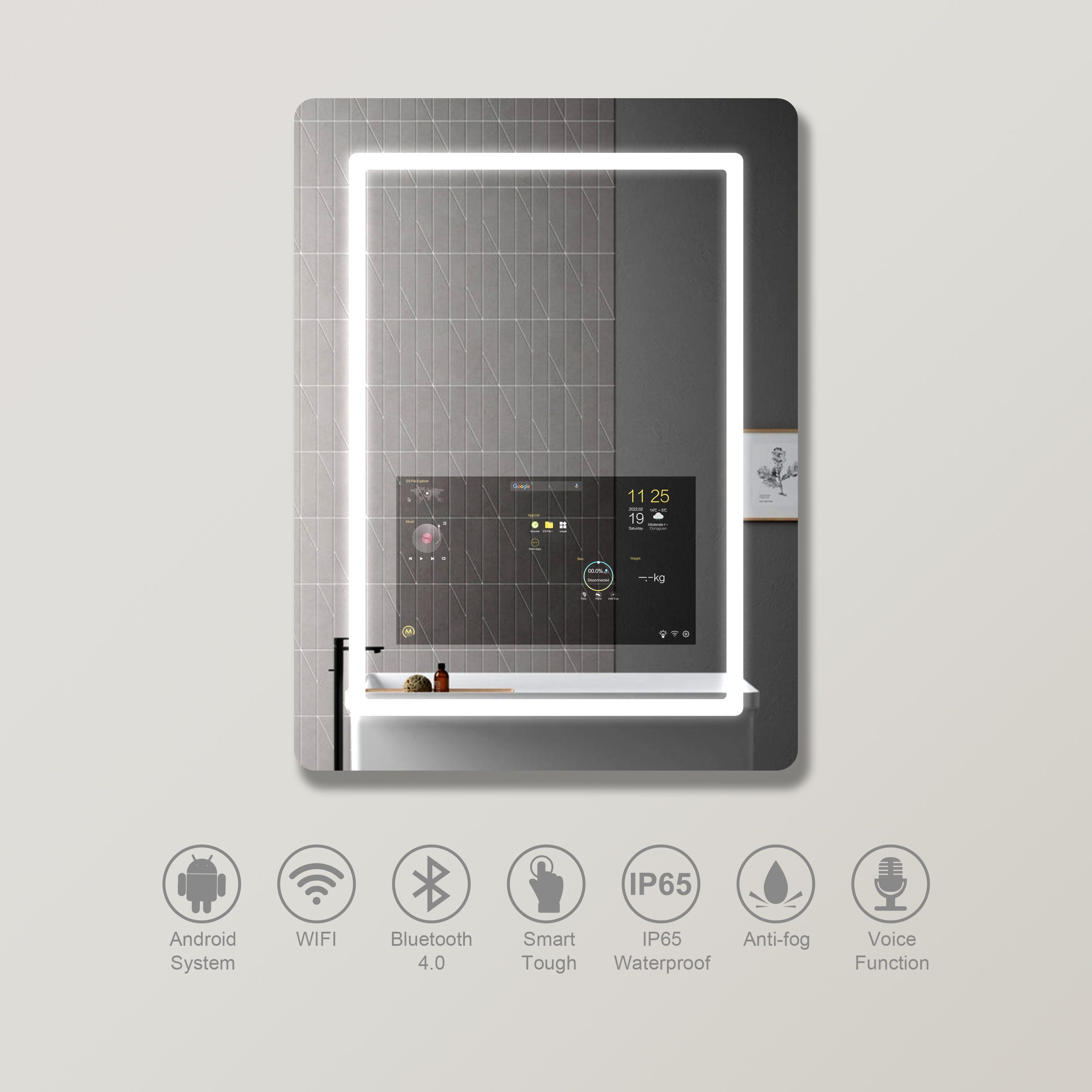 Smart LED Bathroom Mirror with Android TV