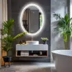 LuxeView LED Oval Bathroom Mirror – Dual Illumination, Anti-Fog, and Dimmable Lighting