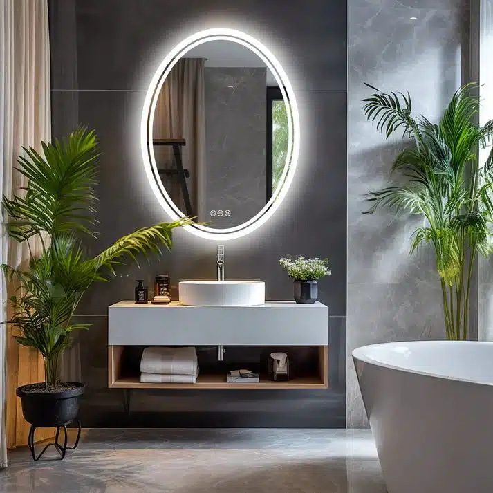 LuxeView LED Oval Bathroom Mirror – Dual Illumination, Anti-Fog, and Dimmable Lighting