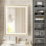 Gold Framed LED Bathroom Mirror – Anti-Fog, Dimmable, and Touch Control