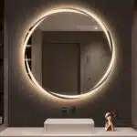 Round LED Bathroom Mirror with Anti-Fog, Dimmable Lighting, and Touch Controls