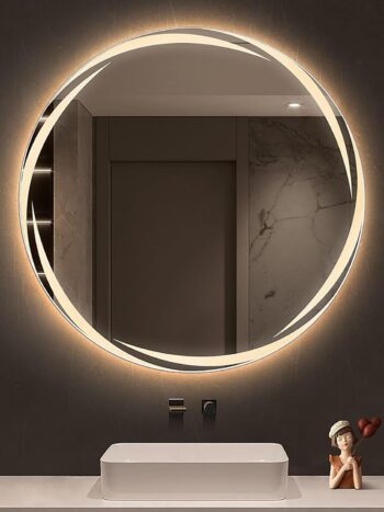 Round LED Bathroom Mirror with Anti-Fog, Dimmable Lighting, and Touch Controls