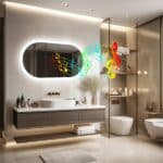 Modern Oval LED Bathroom Mirror with Bluetooth Speaker, Anti-Fog, and Touch-Sensor Lighting