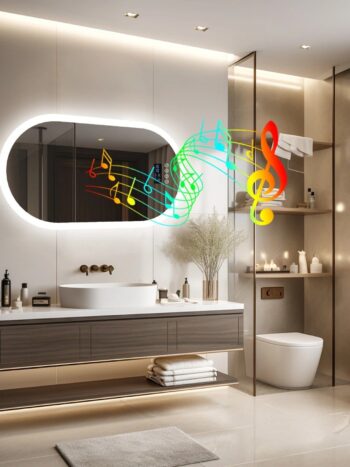 Modern Oval LED Bathroom Mirror with Bluetooth Speaker, Anti-Fog, and Touch-Sensor Lighting - Bluetooth Mirrors | LightMirror