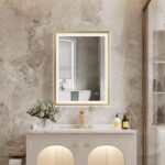 Gold Framed LED Bathroom Mirror – Anti-Fog, Dimmable, and Touch Control