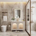 Gold Framed LED Bathroom Mirror – Anti-Fog, Dimmable, and Touch Control