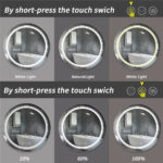 Frameless LED Bathroom Mirror with Dual Lighting, Anti-Fog, and Touch Controls – Modern Round Design