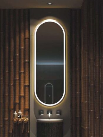 Frontlit Oval LED Illuminated Bathroom Mirror with Frame and Anti-Fog