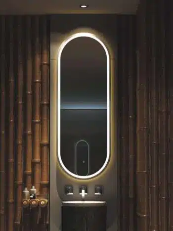Frontlit Oval LED Illuminated Bathroom Mirror with Frame and Anti-Fog