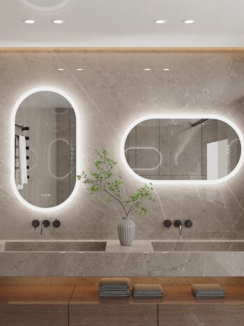 EcoLuxe Arched LED Mirror – Touch Controls, Anti-Fog, and Energy-Efficient Lighting
