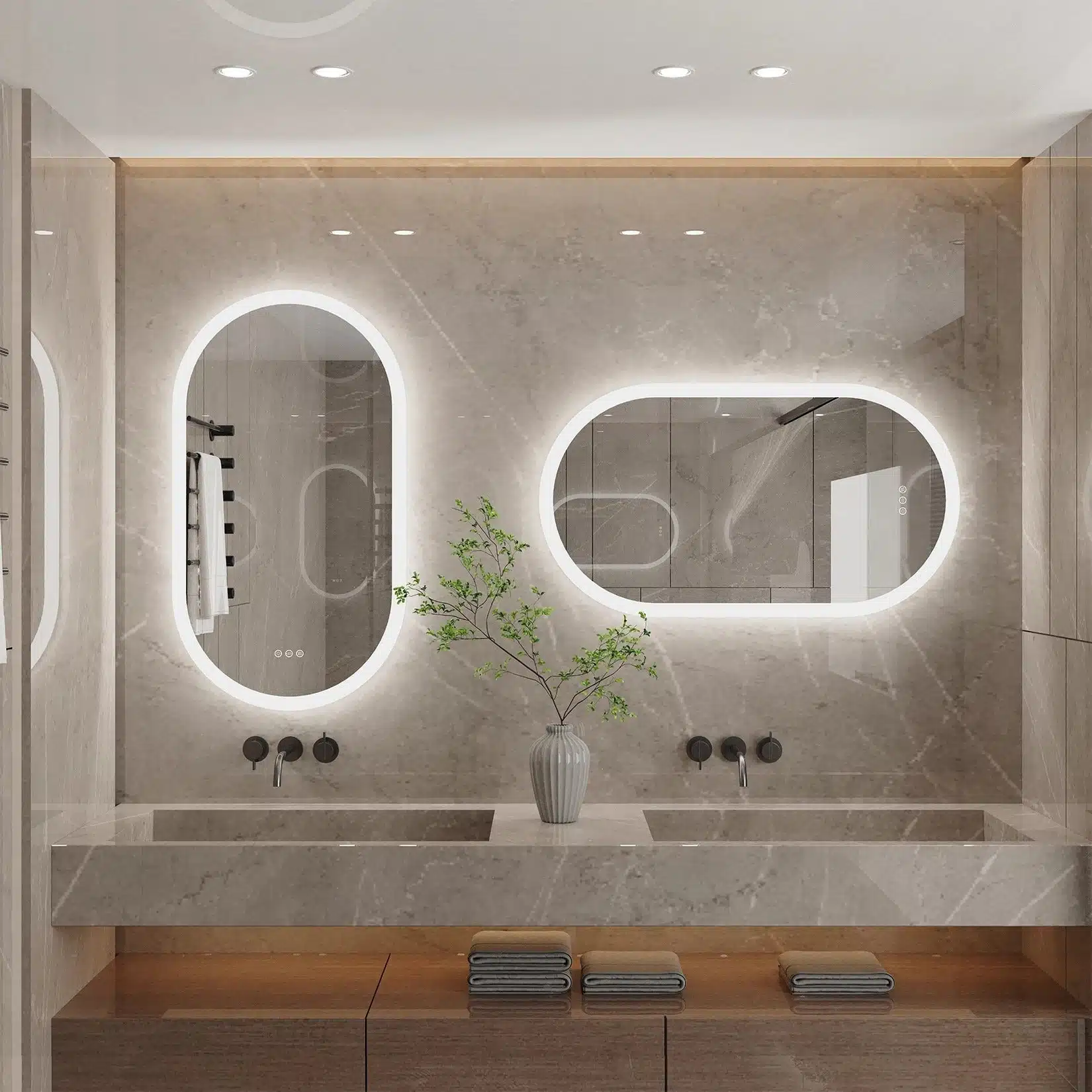 EcoLuxe Arched LED Mirror – Touch Controls, Anti-Fog, and Energy-Efficient Lighting