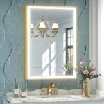 Gold Framed LED Bathroom Mirror – Anti-Fog, Dimmable, and Touch Control