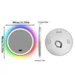 Round Smart RGB LED Bathroom Mirror with Bluetooth Speaker, Anti-Fog, and Dimmable L