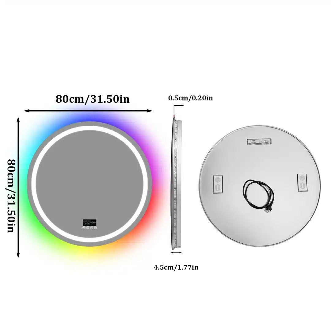 Round Smart RGB LED Bathroom Mirror with Bluetooth Speaker, Anti-Fog, and Dimmable L - Uncategorized | LightMirror.in